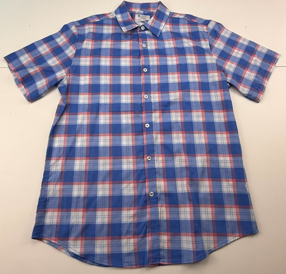 Sperry Collection Men’s TENCEL BLUE BOX BUTTON DOWN SHORT SLV SZ M NWT